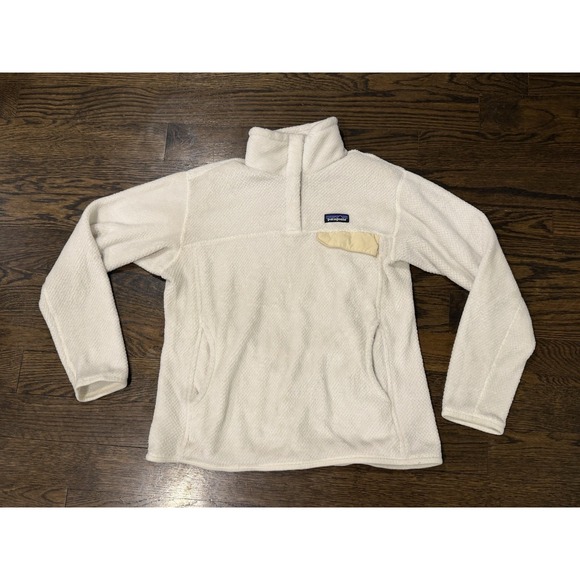 Patagonia Re-Tool Snap-T Fleece Pullover Large  Womens Top 1/4 White - Picture 2 of 6